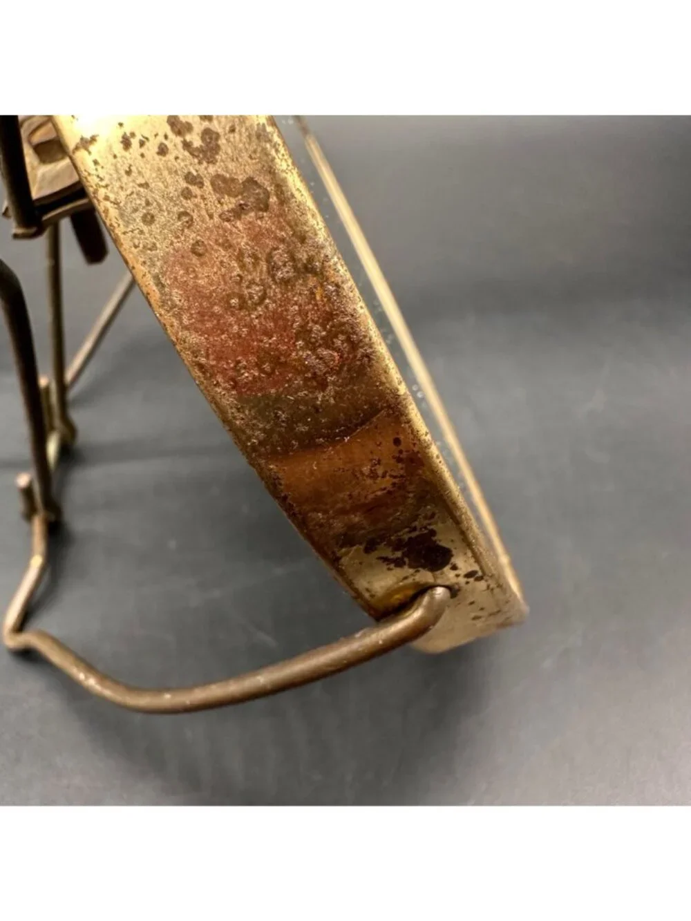 Vintage Double Sided Vanity Mirror Magnify Gold Tone Frame Hanging Stand Up